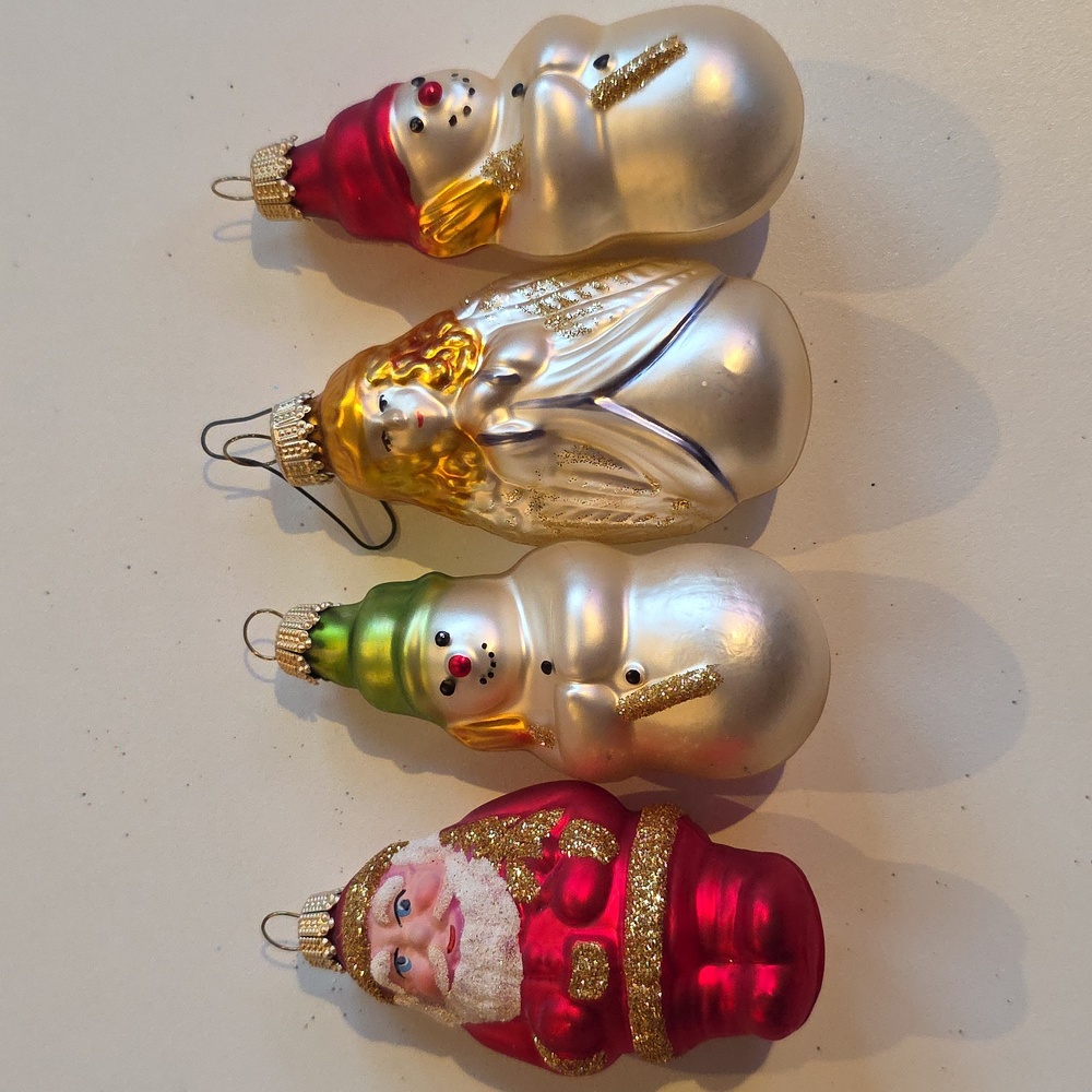 Vintage Blown Glass Christmas Ornaments Set - Germany